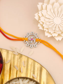 GIVA - Sterling Silver Swastik Rakhi In Silver