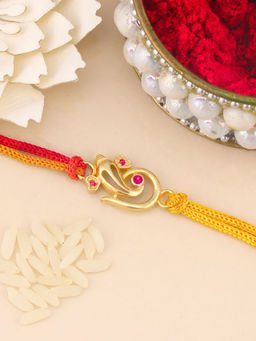 GIVA - Sterling Silver Ganesha Motif Golden Rakhi