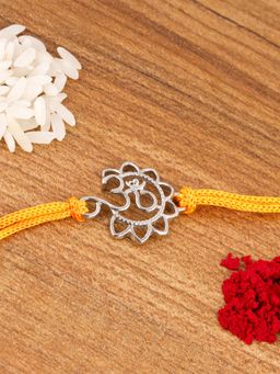 GIVA - Sterling Silver Om With Floral Silver Rakhi