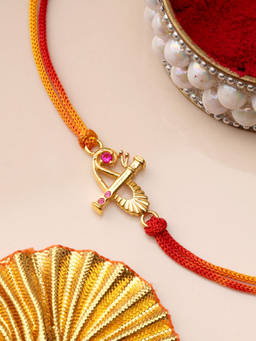 GIVA - Sterling Silver Flute Golden Rakhi