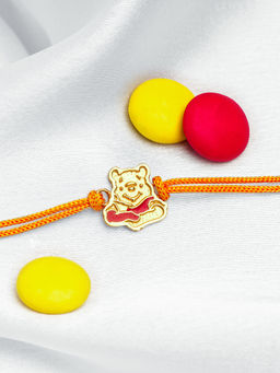 GIVA - Sterling Silver Winne The Pooh Golden Rakhi For Kids