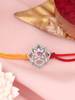 GIVA - Sterling Silver Floral Spark Multi-Color Rakhi