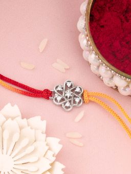 GIVA - Sterling Silver Floral Rakhi In Silver