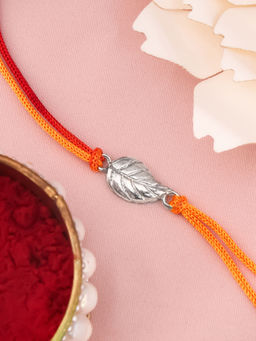 GIVA - Sterling Silver Leaf Rakhi In Silver