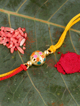 GIVA - Sterling Silver Half Enamel Ball Multi-Color Rakhi