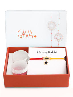GIVA - Sterling Silver Crown With Star Dangled Multi-Color Rakhi For Kids