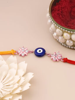 GIVA - Rose Gold Floral Evil Eye Multi-Color Rakhi