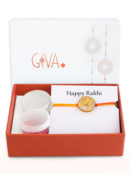 GIVA - Sterling Silver Golden Ganesha Rakhi