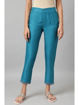 W - Teal Solid Slim Pants