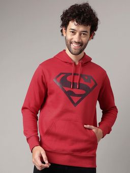 Free Authority - Superman Printed Red Hoodie for Men