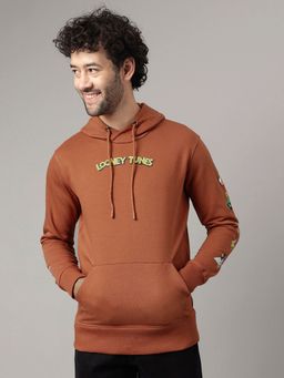 Free Authority - Looney Tunes Printed Brown Hoodie for Men