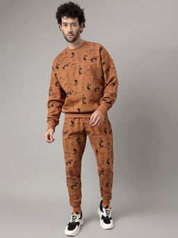 Free Authority - Looney Tunes Printed Brown Co-Ord for Men (Set of 2)