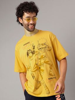 Free Authority - Naruto Printed Yellow T-Shirt for Men