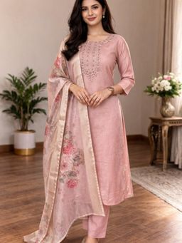 Gahan - Embroidered Embellished Rayon Kurta and Pant with Dupatta