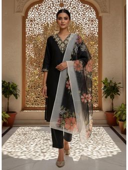 Gahan - Embroidered Embellished Rayon Kurta and Pant with Dupatta