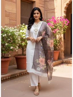 Gahan - Embroidered Embellished Rayon Kurta and Pant with Dupatta