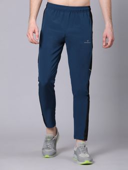 Dpassion - Men Aqua Polyester Solid Straight Trackpant