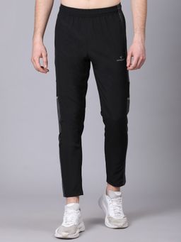 Dpassion - Men Black Polyester Solid Straight Trackpant