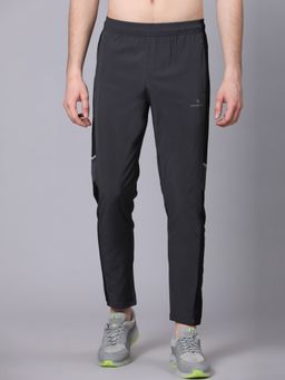 Dpassion - Men Grey Polyester Solid Straight Trackpant