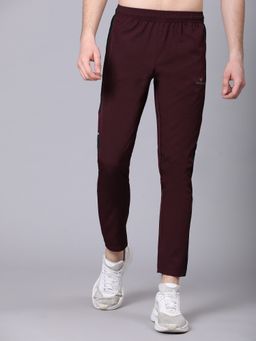 Dpassion - Men Maroon Polyester Solid Straight Trackpant