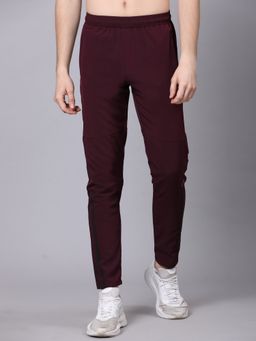 Dpassion - Men Maroon Polyester Solid Straight Trackpant