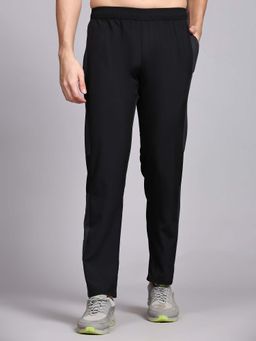 Dpassion - Men Black Polyester Solid Straight Trackpant