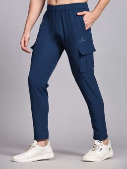 Dpassion - Men Aqua Polyester Solid Straight Trackpant