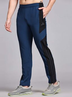 Dpassion - Men Aqua Polyester Solid Straight Trackpant