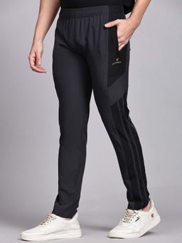 Dpassion - Men Grey Polyester Solid Straight Trackpant