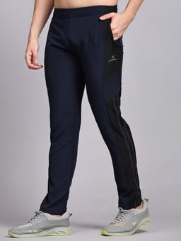 Dpassion - Men Navy Blue Polyester Solid Straight Trackpant