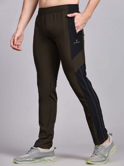 Dpassion - Men Olive Polyester Solid Straight Trackpant