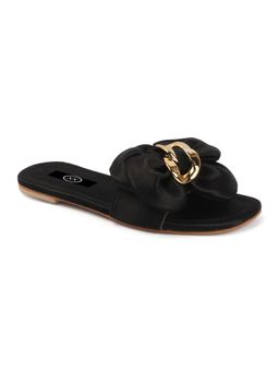 Twenty Dresses by Nykaa Fashion - Womens Black Satin Oversized Bow Flats