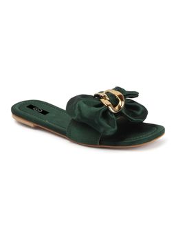 Twenty Dresses by Nykaa Fashion - Womens Green Satin Oversized Bow Flats