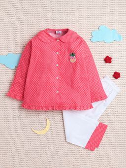 Little Clothings - Red Polka Dots Pineapple Patch Pyjama Set