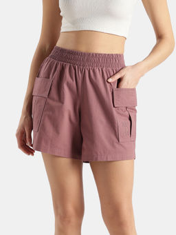Jockey - Wz06 Women Super Combed Cotton Regular Fit Hybrid Cargo Shorts-Burnt Rose