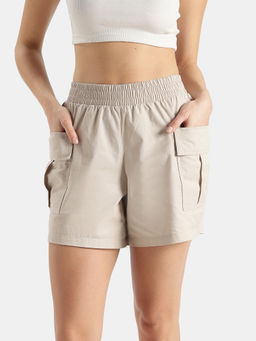 Jockey - Wz06 Women Super Combed Cotton Regular Fit Hybrid Cargo Shorts-Pebble Grey
