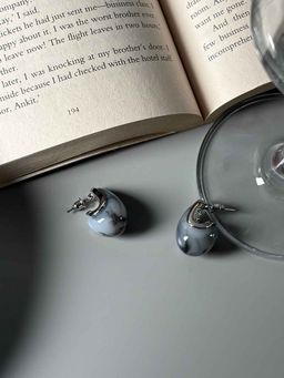 Niska - Grey Contemporary Half Hoop Earrings