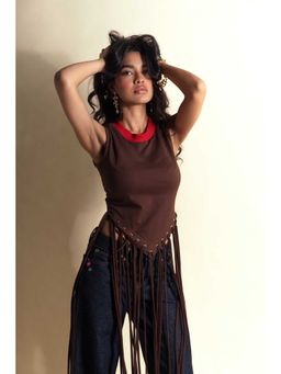 Style Junkiie - French Press Tassel Crop Top