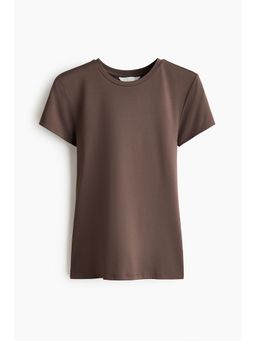 H&M - Women Brown Fitted Microfibre T-Shirt