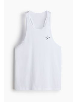 H&M - Men White Regular Fit Sports Vest Top With Drymove