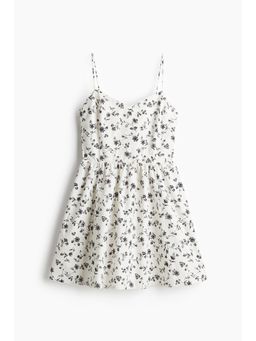 H&M - Women White Fla-Skirt Cotton Dress