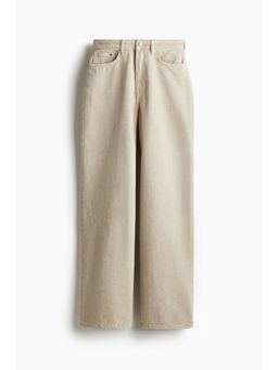 H&M - Women Beige Curvy Fit Wide Ultra High Jeans
