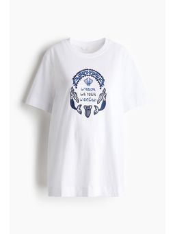 H&M - Women White MAMA Loose-Fit T-Shirt