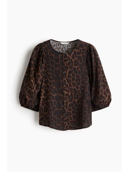 H&M - Women Brown Linen-Blend Blouse