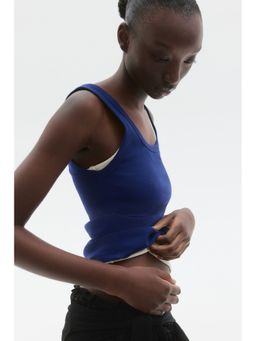 H&M - Women Blue Ribbed Vest Top