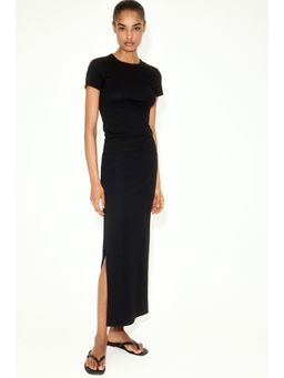 H&M - Women Black Ribbed T-Shirt