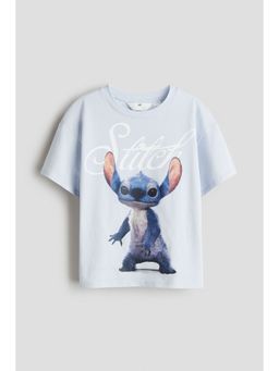 H&M - Girls Blue Printed Cotton T-Shirt