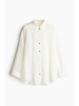 H&M - Women White Oversized Ramie Shirt