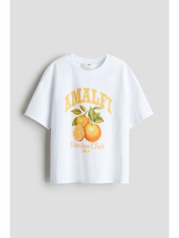 H&M - Girls White Oversized Cotton T-Shirt
