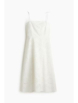 H&M - Women White Tie-Strap Broderie Anglaise Dress